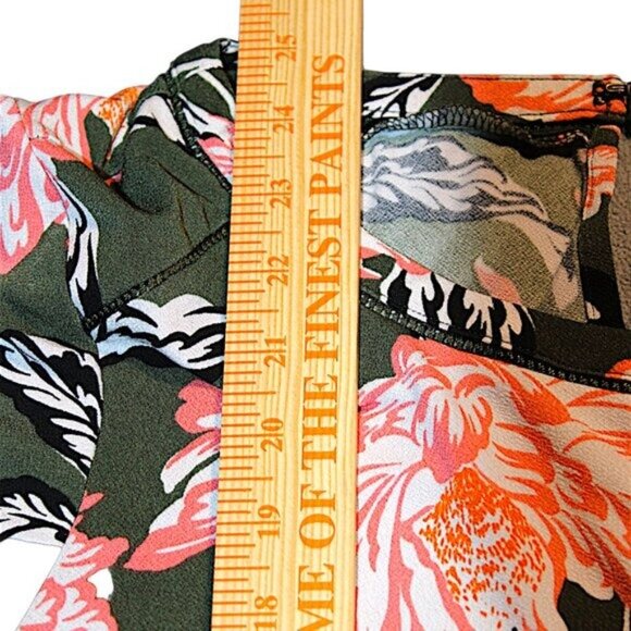 Roz & Ali XL Floral Knit Top Olive Green Coral Cap Sleeve Plus Size Summer - Picture 8 of 8